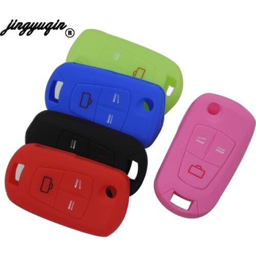 Jingyuqin Silicone Car Key FOB fit for Vauxhall Opel Corsa D Astra Vectra Zafira Signum Remote Case Cover Shell Protector