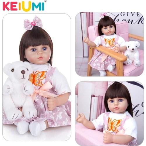 KEIUMI Cute 18 Inch New Arrival Cloth Body Reborn Baby Long Hair Big Eyes Doll Baby Girl Doll Birthday Gifts For Childrens