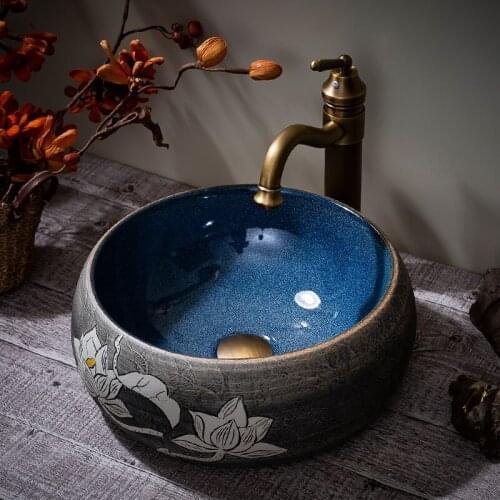 China Artistic Art wash basin Counter Top ceramic Wash Basin Bathroom Sinks