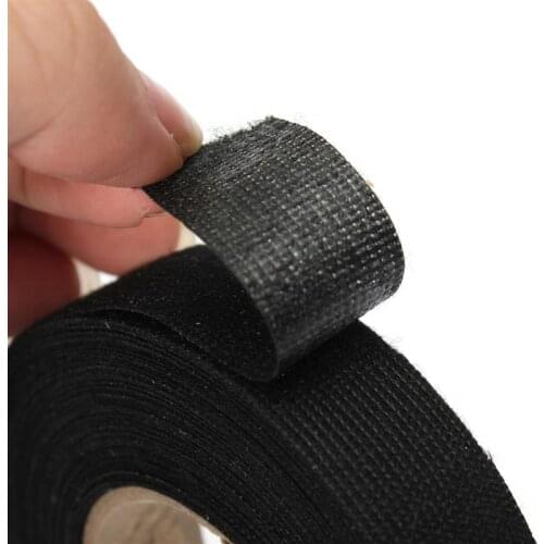 19mm 15M Hot Adhesive Cloth Fabric Tape Cable Looms Wiring Harness For Car Auto Strong Adhesive Force