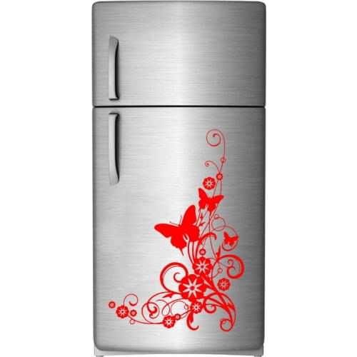 Beautiful Morning Glory Flowers And Butterflies Fridge Door Decal Vinyl Removable Home Decor For Refrigerator Sticker Mural 4705