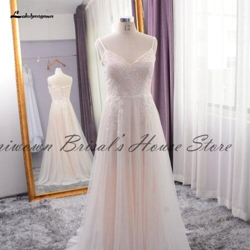 Lakshmigown Viintage Lace Bridal Robe Blush Wedding Dress Summer 2021 Sexy Bohemian Country Wedding Gowns Lace Up Back