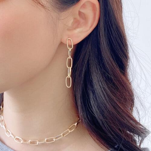 Hot Selling Gold Silver Long Earrings For Women Cold Style Personality Metal Chain earing Simple Geometric Tassel Wholesale