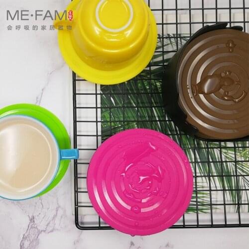 ME.FAM Round Ripple Silicone Coasters Drink Cup Mat + Tray Holder Slip Insulation Home Decoration Protection Tabletop Set of 15