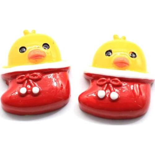 Mini Resin Model Cute Chick In The Sock Toy Flat Back Cabochon Christmas Gift For DIY Craft Making