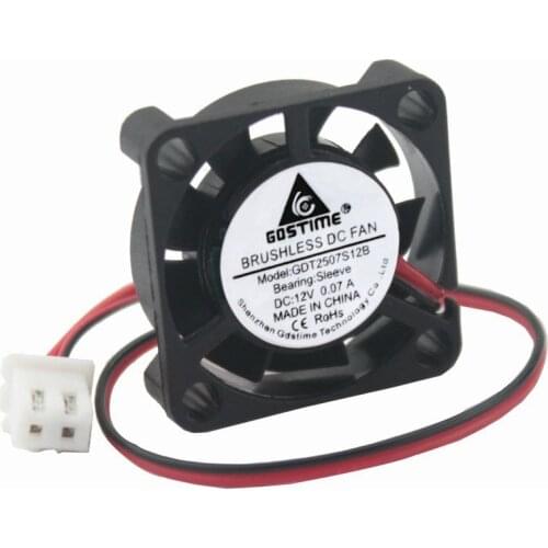 1PCS Gdstime DC 12V 25mm 25x25x7mm 9 Blades Mini Cooling Fan 2Pin 2507 2.5cm 20mm Brushless Exhaust Cooler Fan