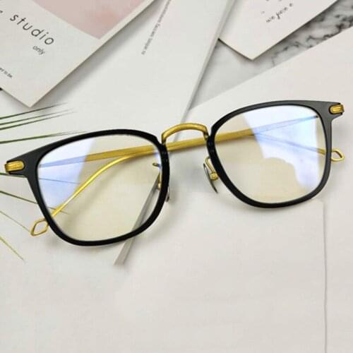 Veshion Titanium Glasses Frame Square Eyeglasses Frames for Male Vintage Retro Optical Clear Lens Ultra-light Brand Designer