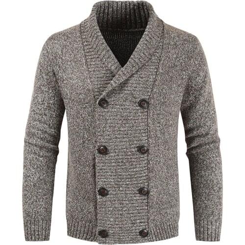 2020 Mens Winter Wool Cardigan Sweater Double Breasted Cashmere V Neck Men Large Size Long Cardigan Men Pull Homme clothing