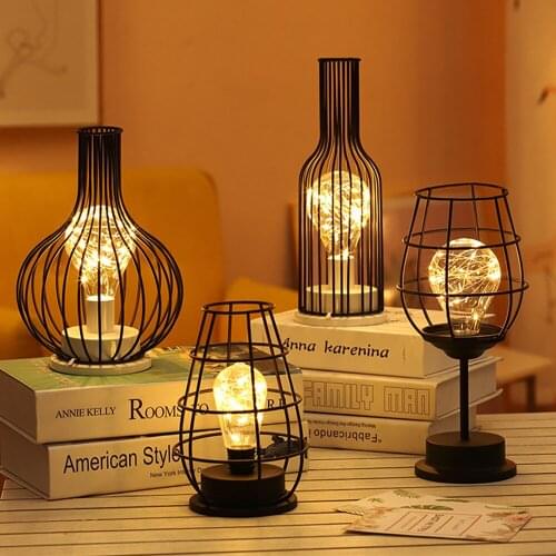 Retro Iron Table Lamp Hollow Shape Reading Lamp Vintage Night Light For Bedroom Bedside Desk Lighting Living Room Home Decor