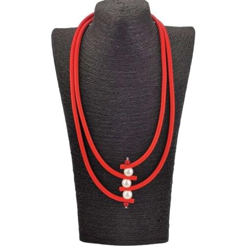 UKEBAY New Handmade Rubber Necklaces Women Choker Necklace Multicolor Chain Pearl Accessories Luxury Sweater Chains Jewellery