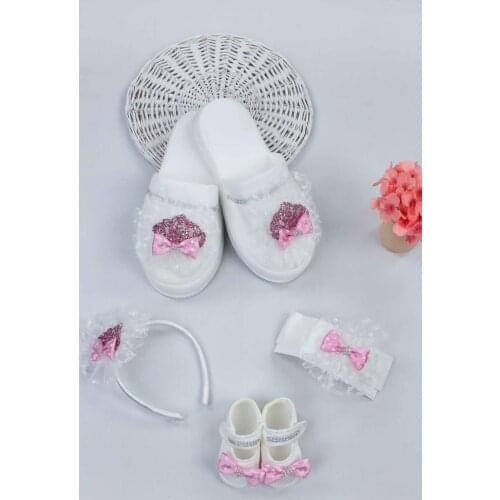 Pink Mother Girls Babies Pregnant Gift Suits Mom 36-40 size slippers crown Girl Baby Booties Shoes 4 Pieces set Fashion clothing