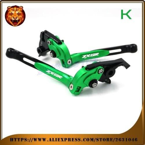 Adjustable Folding Extendable Brake Clutch Lever For kawasaki ZX12R ZX-12R WITH LOGO Motorcycle 2000 2001 2002 2003 2005 2004