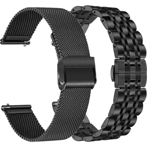 For Samsung Galaxy Watch 3 45mm/Galaxy Watch 46mm/Active 2 40mm 44mm Bands Sets 20mm 22mm Stainless Steel Metal Mesh Loop Strap