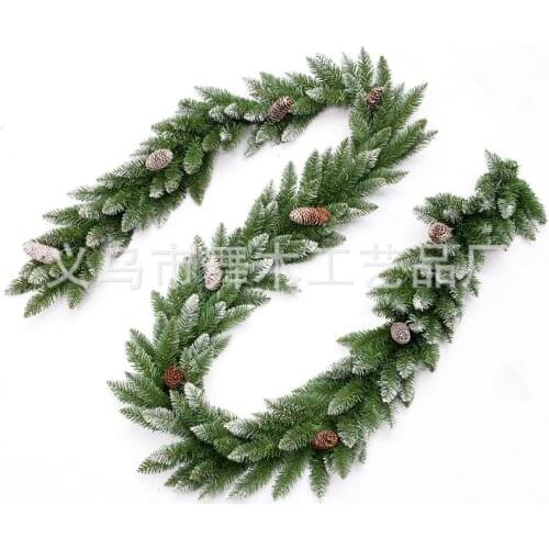2.7m Christmas garland green with snow pine cone red fruits Christmas decorations for home Christmas ornaments free shipping