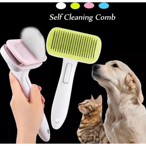 Self Cleaning Pet Cat Comb Hair Remover for Dog Cat Hair Shedding Comb Brush Pet Grooming Tools Slicker Brush Brosse Chien Gatos