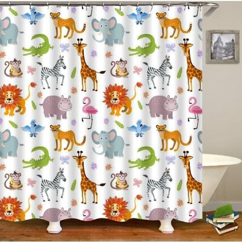 Cartoons Animal Dinosaur Cat Dog Alpaca Shower Curtains 3d Bath Curtains Decorative With Hook Polyester Fabric 180*240cm Screen
