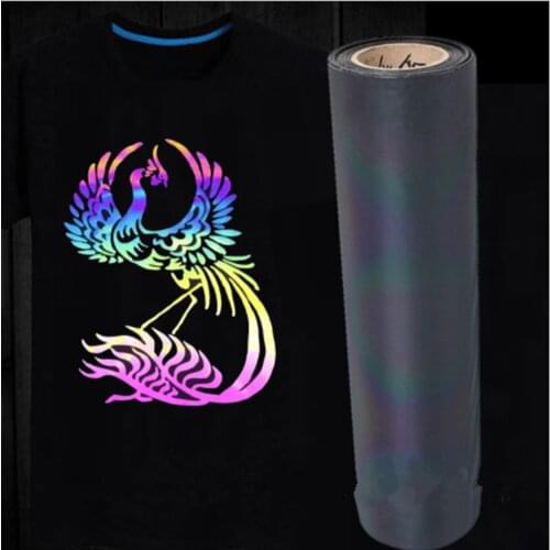HOHOFILM 50cmx1500cm Reflective Heat Transfer Vinyl Safety Vinyl Reflection Iron on Chamelon Vinyl Roll HTV