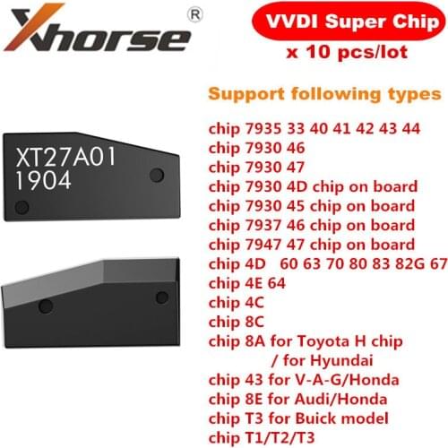 Original Xhorse VVDI Super Chip XT27A01 XT27A66 Transponder for VVDI2 VVDI Mini Key Tool 10pcs/lot