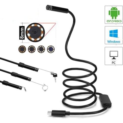 8mm 2 IN 1 USB Endoscope 720P HD Snake Tube and Android Borescope 3m USB Endoscopio Inspection Micro Camera for PC Smart Phone