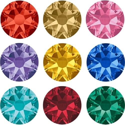 YANRUO 2088 Hotfix 8 Big 8 Small Glass Crystal Stone DIY Flatback Iron On Strass Hot Fix Adhesive Rhinestones For Clothing