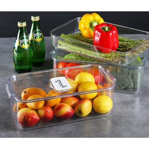 Refrigerator Storage Box With Lids Food Storage Bins For Fruit Vegatable Eggs Freezer Fridge Stackable Cabinet Kitchen Organizer