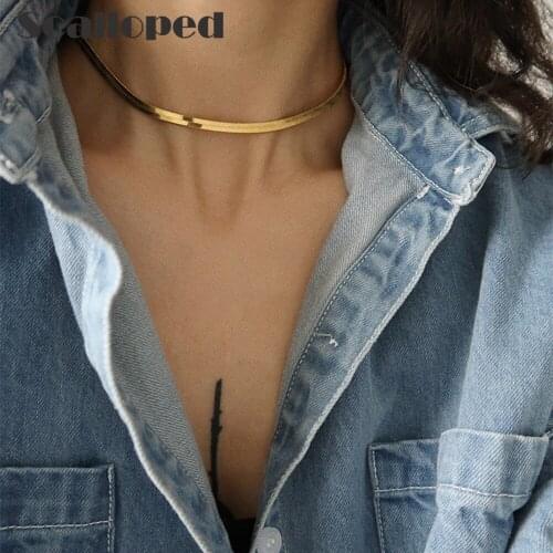 SCALLOPED European Hip Hop Stainless Steel Snake Chain Choker Necklace For Women Minimalist Star Same Style Statement Jewelry