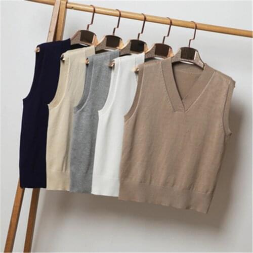 S-4XL Basic casual plus size spring Autumn Sweater vest Women sleeveless loose V-neck sleeveless Sweater female Jumpers pullover