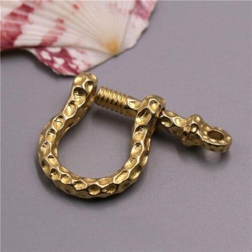 1pcs Solid brass D bow shackle key chain ring Fob clip connecting hook Leather craft DIY accessories