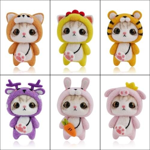 1Pcs Non-Finished Felt Kit Creative Cute Cat Toy Doll Wool Felt Poked Kitting Handmade Wool Felting Material Package DIY Gift