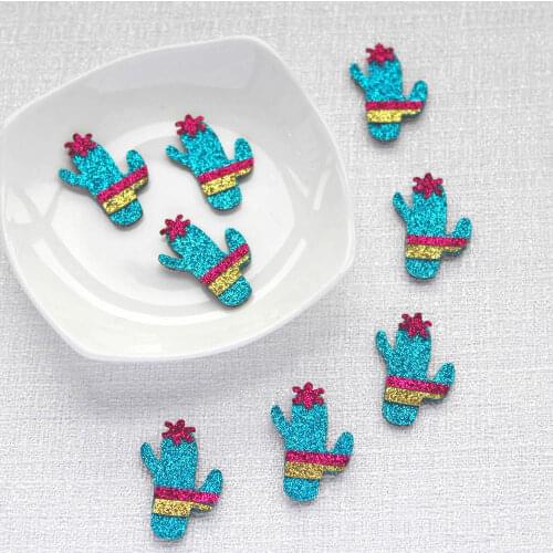 10pcs Cactus for DIY Hair Accessories Cacti Supplies DIY Hair Clips Felts for Crafts Glitter Mini Appliques for Ties Needlework