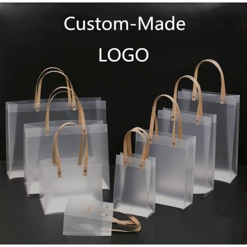 10 Pcs Set Frosted Hand Plastic PP Bag Gift Clothing Packaging Tote Cosmetic Bag Custom-Made Logo