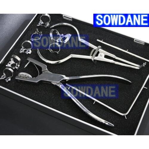 10pcs set Stainless Steel Dental Rubber Dam Punch Hole Forcep Ivory forceps rubber dam Clamps Frame Dental rubber dam instrument