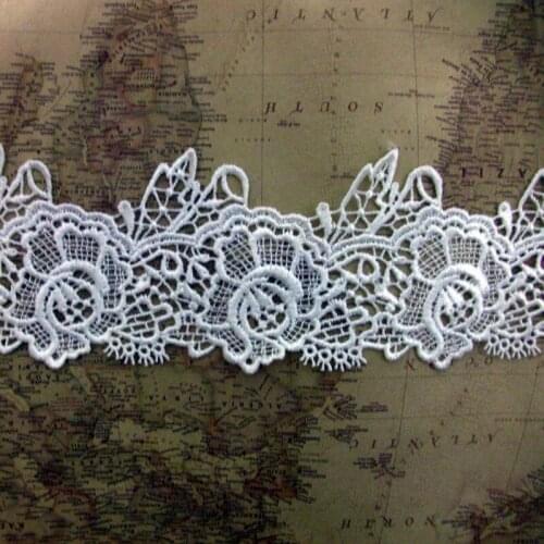 14Yards Water Soluble Garment White Black 87mm Lace Trims Embroidery Curtain Cotton Laces Trimmings Ribbon DIY Handmade
