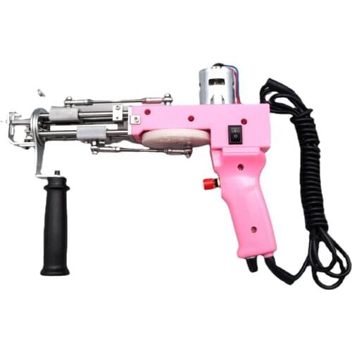 110-240V 2 IN 1 Electric Carpet Tufting Gun Cut / Loop Pile Carpet Flocking Machines Carpet Weaving Flocking Machines Pink
