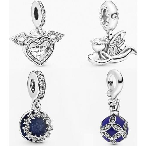 2019 Fashion New Sterling Silver Heart Ball Angel Love Wings Charm Pendant Diy Original Female Jewelry Birthday Gift