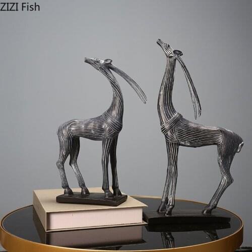 Abstract Deer Figurines Desktop Decoration Minimalist Animal Resin Ornaments Crafts Deer Statue Home Decor Accessories Modern