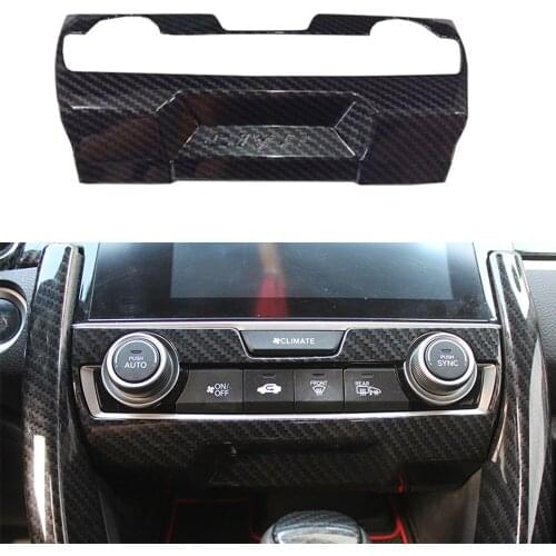 Car Air Conditioning Control Panel Cover Trims for Honda Civic 2016 2017 2018 2019 2020 2021 Knob Interior Carbon Fiber Sticker