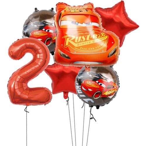 6 pcs Car Birthday balloons 32inch number party decorations supplies 18 inch Round car Foil ballons Childrens toys baby shower