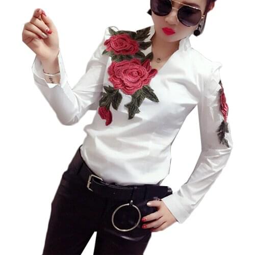 L-4XL shirt Women tops and blouses 2019 new fashion shirt women blouses long sleeve v-neck women shirt business casual clothing