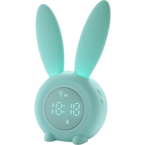 Digital Bunny Alarm Clock Night Lights 2 Alarms 6 Ringtones Time Date Temperature Display Sound / Vibration Control Snoozing