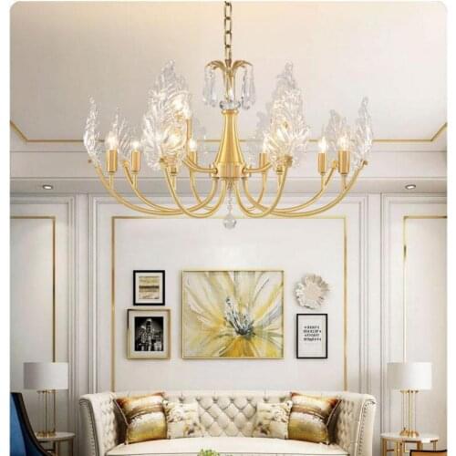 French copper light luxury restaurant crystal chandelier lighting European crystal glass living room chandeliers bedroom lamps