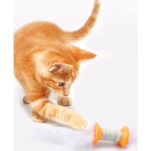 Dumbbell Cat Toy Funny Feather kitten Play Toy Pet Cat Roller Playing Toy with Bells Interactive Toys for Cats