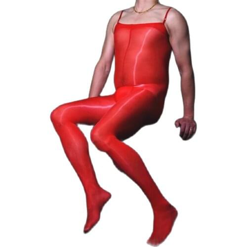 Oil Glossy Shiny Mans Exotic Lingerie Penis Sheath Spaghetti Strap Sleeveless Tights Bodystocking Sexy Hot Erotic Nylons Body