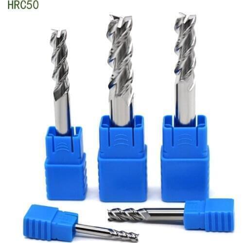 HRC50 3 Flutes Carbide Flat End Mill Tungsten Steel CNC Milling Cutter Solid For Aluminum CNC Router Bits