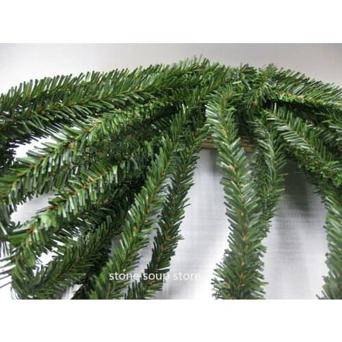 Simulation PVC Christmas Decoration Wired Garland Xmas Pine Tree Ornaments Green Cane Tinsel Party Supplies Decor 2.5-6.5cm*7.3M