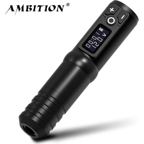 Ambition high quality wireless Tattoo pen machine 1650mAh Lithium Battery Power Supply LED Digital Display Tattoo Equipment