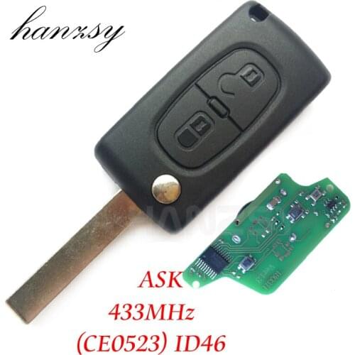 2 Buttons 433Mhz Flip Folding Key For PEUGEOT 407 307 207 308 807 Complete Car Remote Key ID46 Chip VA2/HU83 blade CE0523