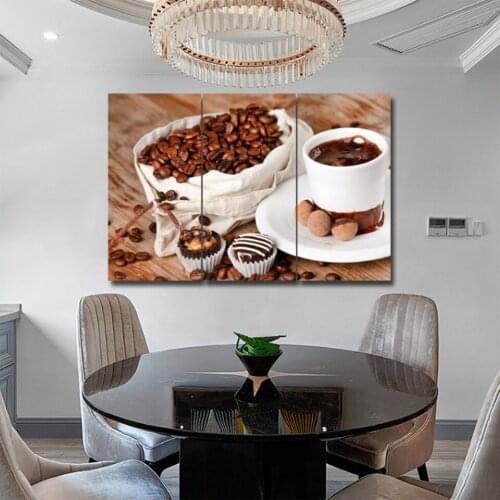 Coffee beans hot coffee 3 pcs HD Canvas Painting Modern Home Decoration Living Room Canvas Print Painting Wall Decor Picture