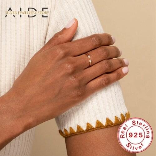 AIDE Minimalism Zircon Open Ring Exquisite INS Circle Adjustable Finger Rings For Women Party Silver 925 Jewelry Gift Anillos