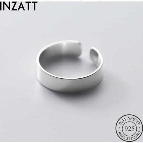 INZATT Real 925 Sterling Silver Glossy Adjustable Ring For Fashion Woman Party Fine Jewelry Minimalist Hiphop Accessories